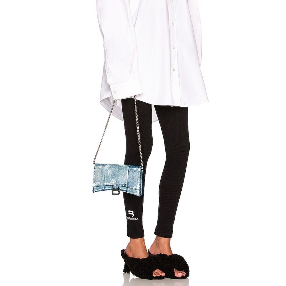 BALENCIAGA Hourglass Wallet on Chain Bag in Denim Blue